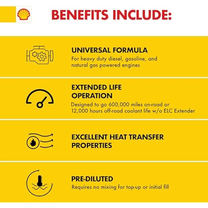 Shell Rotella زيت ELC المقاوم للتجمد + سائل التبريد، مخفف مسبقا 50/50 (جالون واحد، عبوة واحدة) - Image 4